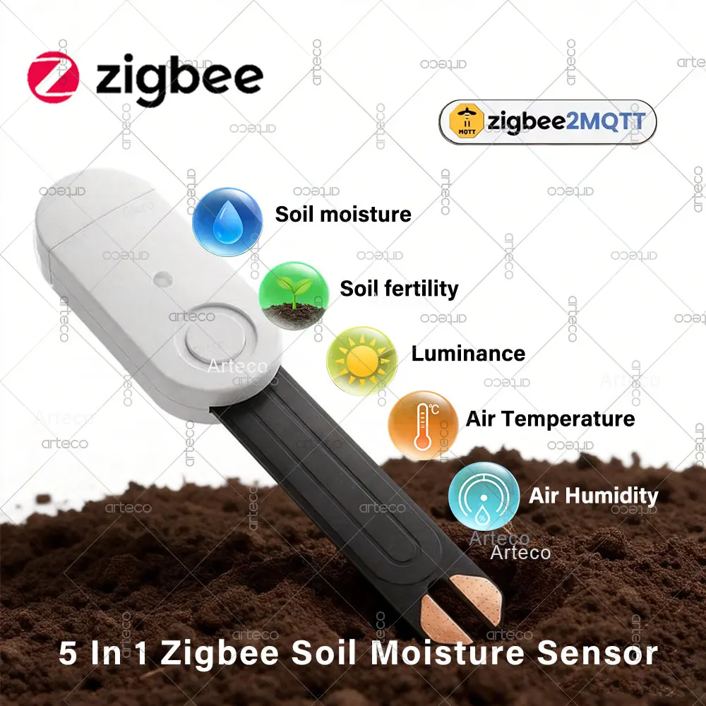 5 In 1 Zigbee Soil Tester Moisture Fertility Temperature Humidity Luminance Detection Sensor For Z2MQTT Tuya Smart Life Optional