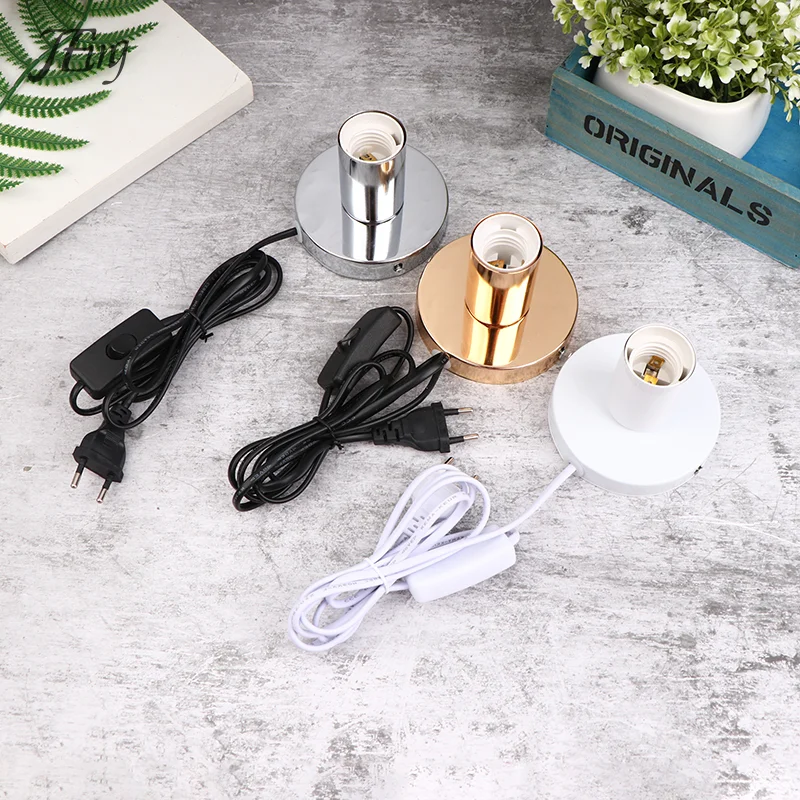 1.5M Cable Night Light With Line Lamp Head E27 Lamp Socket Table Lamp Decoration Lamp Polished Metal Desktop Lamp Base Holder