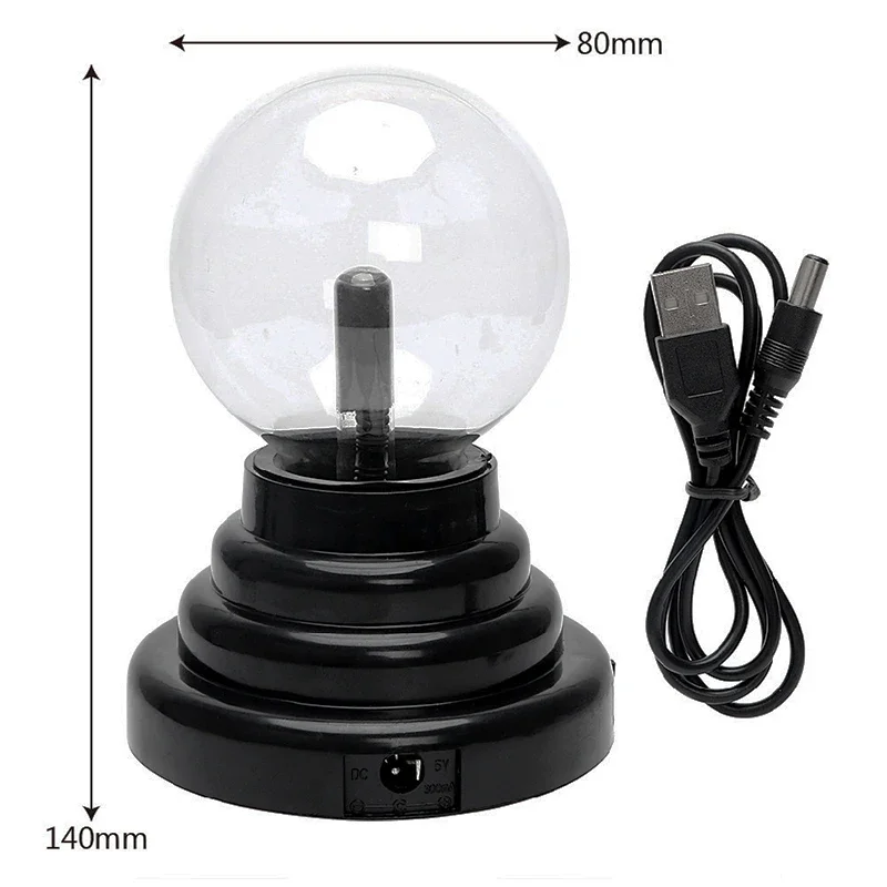 Lampe boule plasma magique à LED de 3 pouces, veilleuse en verre à commande tactile, décor de chambre à coucher, cadeaux pour enfants