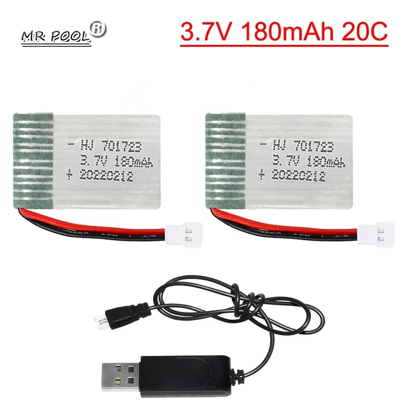 3.7v 180mah 701723 battery XH2.54 plug For H2 H8 H48 U207 Battery Remote Control Quadcopter Spare parts for H8 toys Helicopter