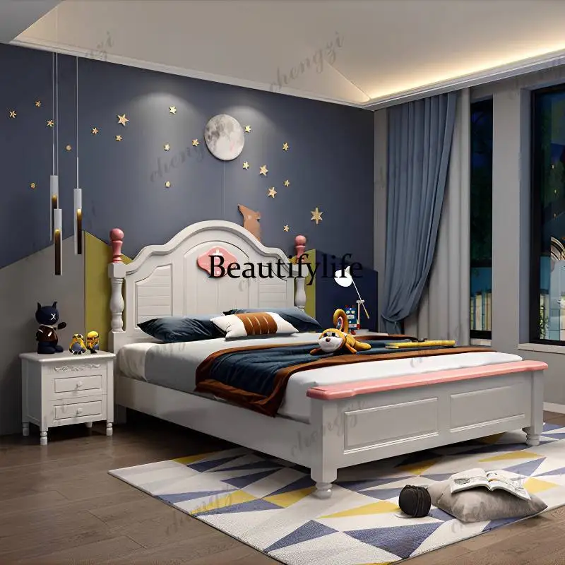

Girls Decoration Kids Beds White Nordic Safety Modern Design Kids Beds Single Custom Wooden Lettino Per Bambini Furniture Home