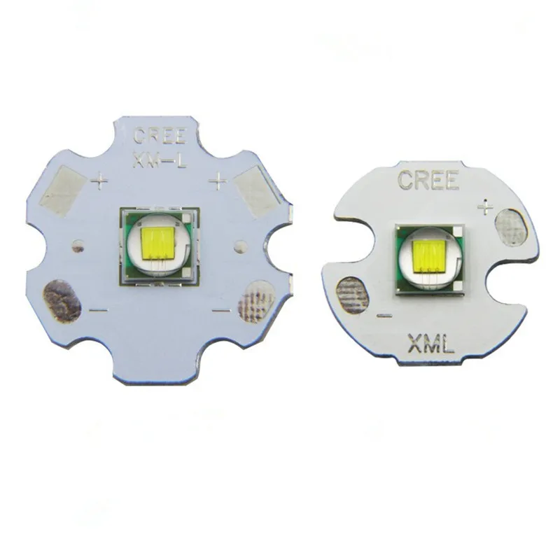 10pcs XML 6W LED chip SMD 5050 T6 Cool white 7000-8000K high power bead flashlight headlight welding 20mm 16 heat star sink