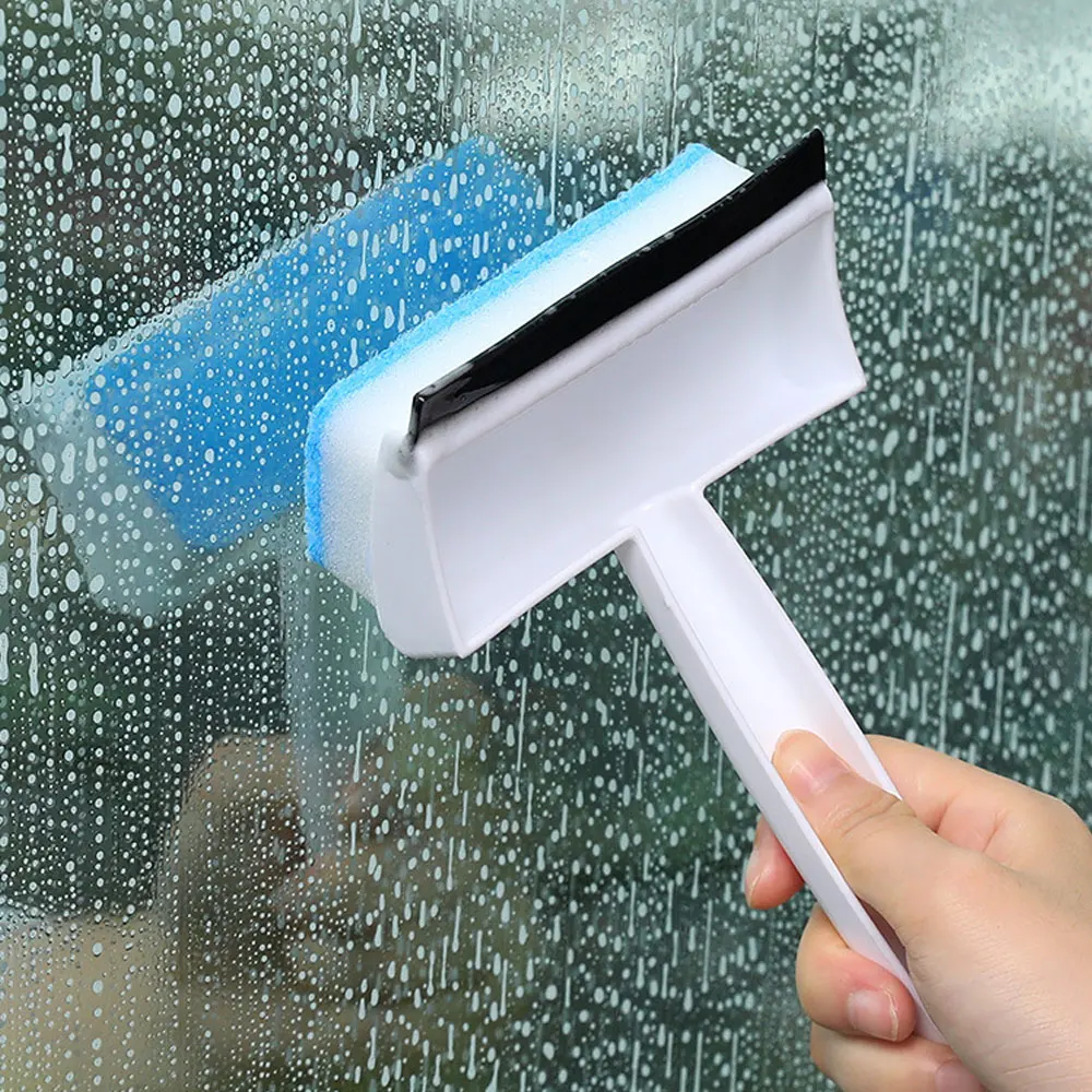 

1pC Window Glass Cleaning Brush Double-Sided Sponge Wiper Scraper Bathroom Wall Shower Squeegee Mirror Scrubber Cleaning Tools