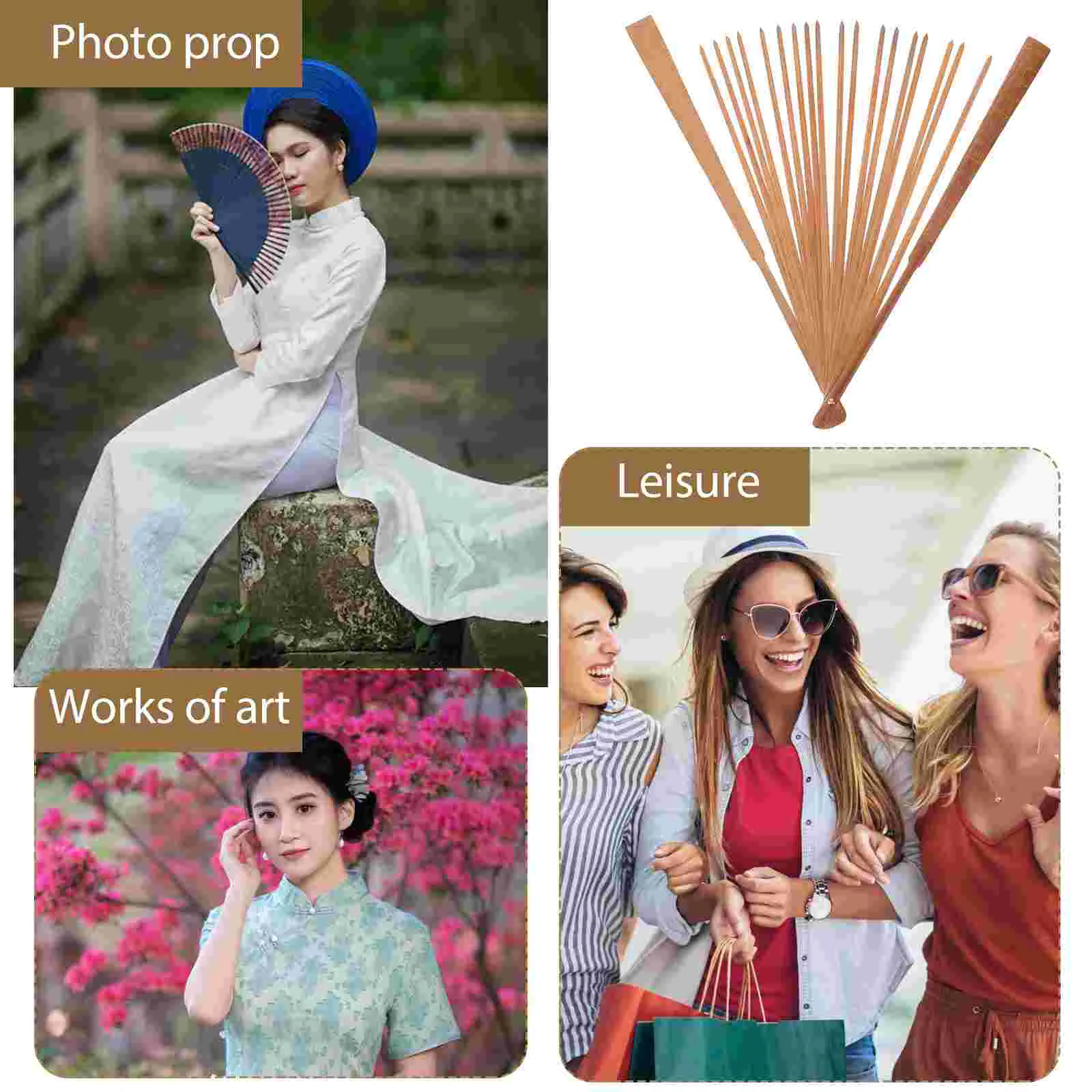 Bamboo Folding Fan Frame Hand Held Handheld DIY Craft Kit Bride Material Wooden Ancient Japanese Wedding Making Hoop