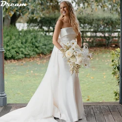 DREAM Customized Strapless Mermaid Wedding Dresses Detachable Train Backless Long Satin Bridal Dress Eleagnt Wedding Gowns 2025