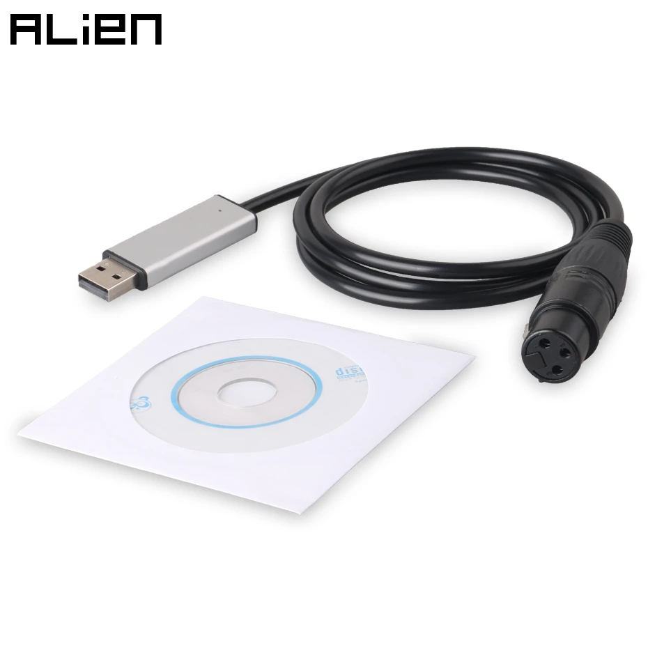 

ALIEN USB to DMX Interface Adapter PC USB DMX512 Controller Signal Conversion Dimmer For DJ Stage PAR Moving Head Laser Lights