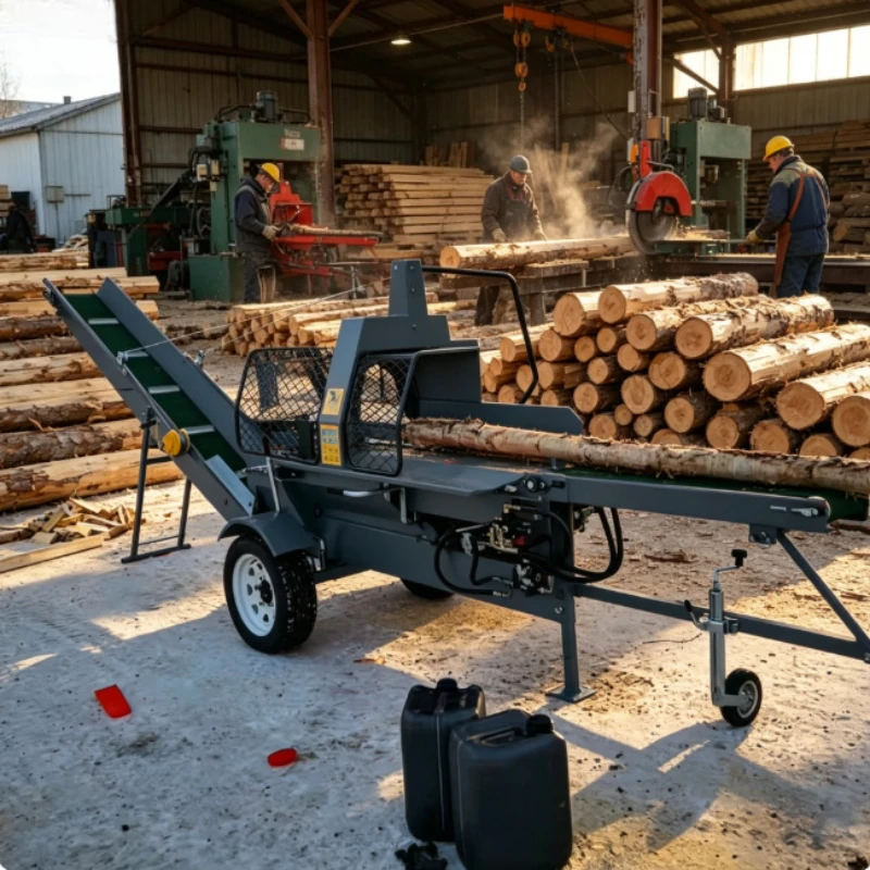 Adjustable Splitting Wedge Hydraulic Wood Splitter Firewood Splitting Machine Process Logs Of Different Diameter Sizes