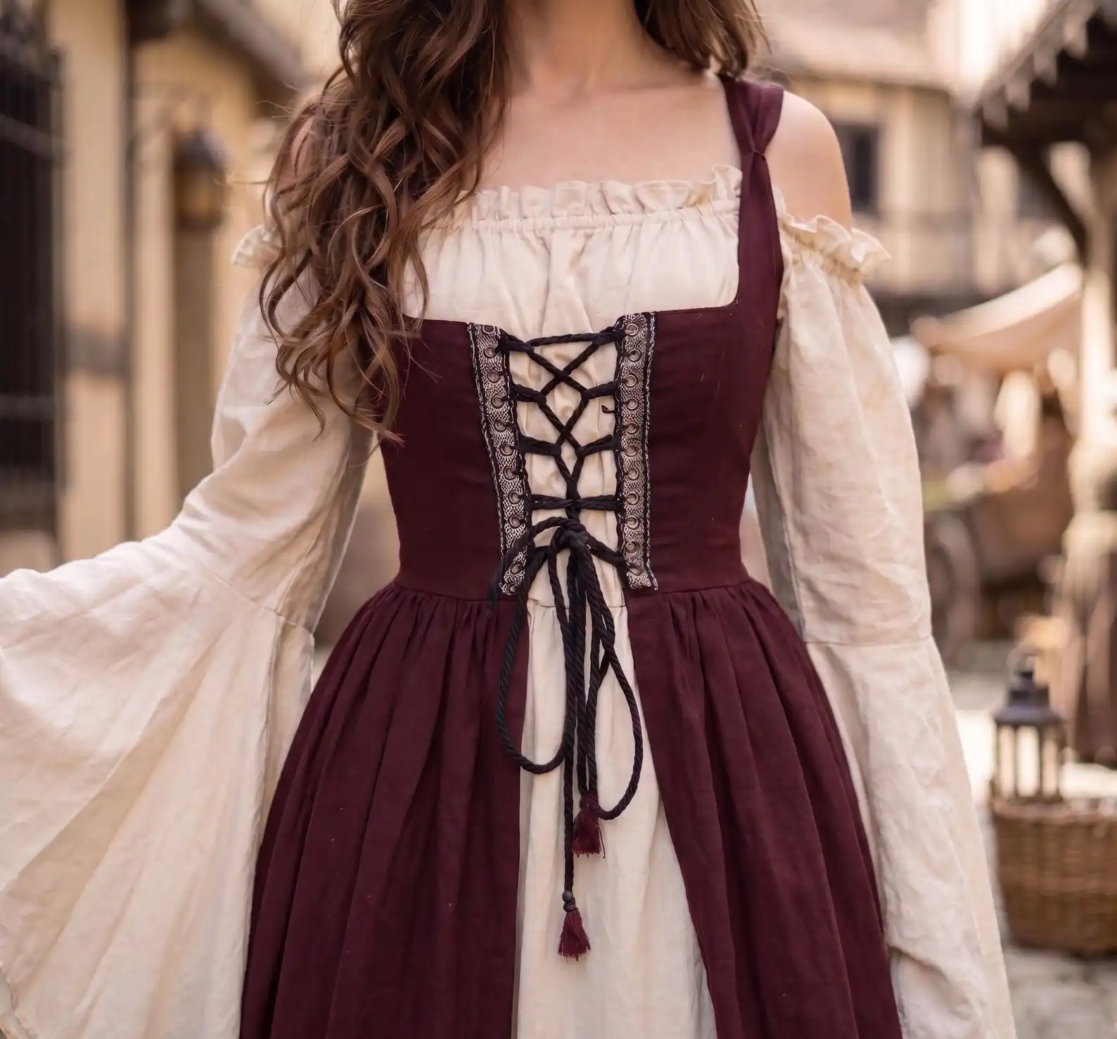 Women Cosplay Medieval Dress Vintage Performance Pirate Costume Irish Dress for Dancing Party Proms Outfit