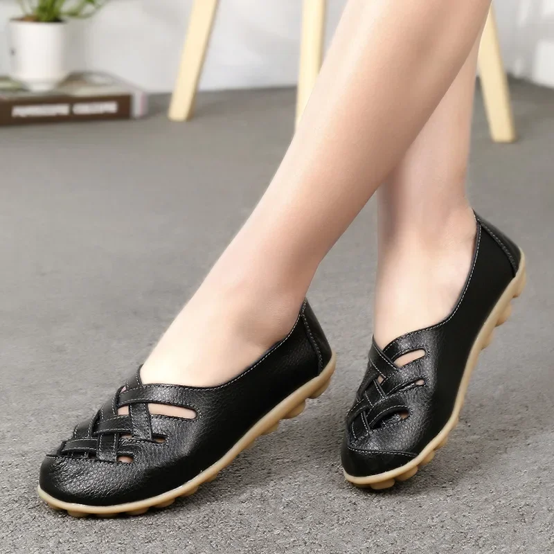 Women Shoes Summer Slip On Leather Casual Shoes Woman 2024 Loafers Women\'s Ballet Flats Women Moccasins Flat Shoes Female