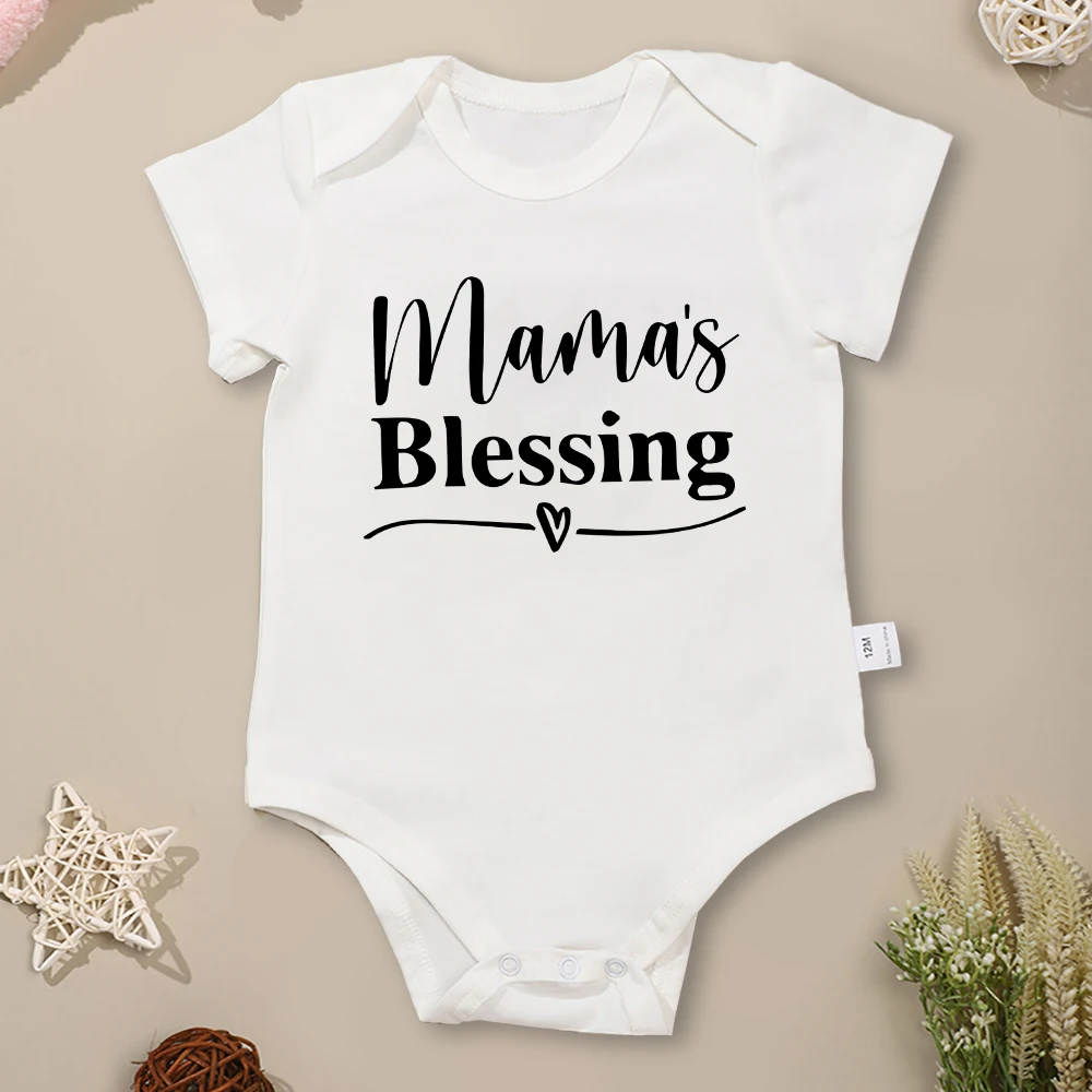 Mama's Blessing Newborn Girl Clothes 0-24 Months Pure Cotton High Qualirt Baby Bodysuit Summer Versatile Simple Style Harajuku