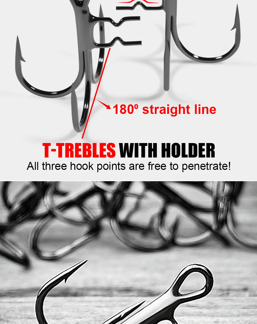 Palisander 3 Stück Strike Point Stinger Rig Hecht Angelzubehör Gummi Softbait Köder # 4 # 2 # 1 # 1/0 Wide Bend Belly Assist T-Haken – Detail 5