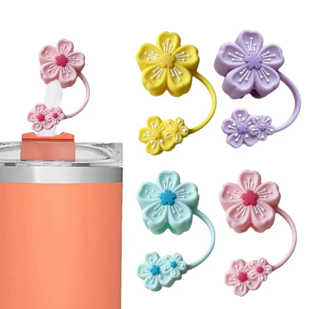 Cute Flower Silicone Straw Cap Protective Cap Suitable For 10mm Diameter Straw Dust Universal Flower Straw Cap Roller Acces D0I8