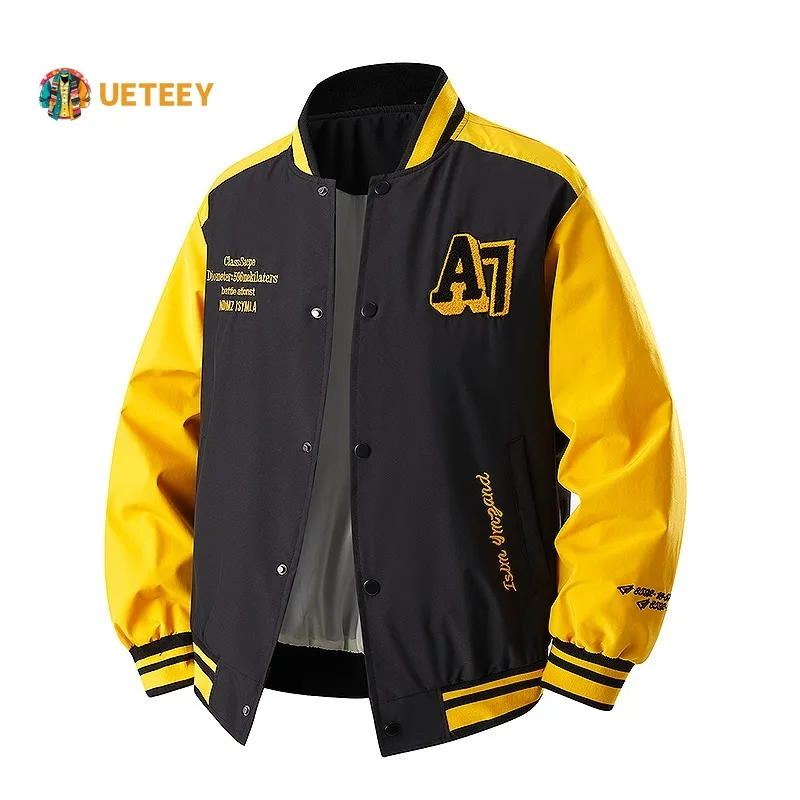 

Men's Bomber Baseball Jackets Letter Embroidery American Style Loose Couple Coat Trendy Brand Spring Summer Retro Style Outwear