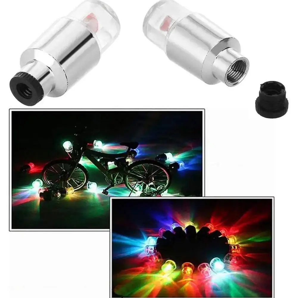 2pcs Wheel Lights Luminous Tire Motorcycle Bike Wheel Tire Valve Cover Universal Led Waterproof Car Accessories Wheel Light