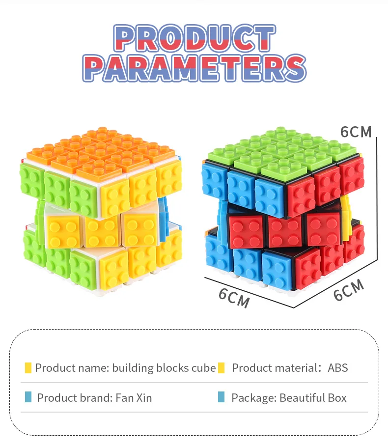 Cube magique de vitesse professionnel pour enfants, série de briques de bricolage, jouets de puzzle, blocs de construction éclairés, cadeaux pour enfants, 3x3x3