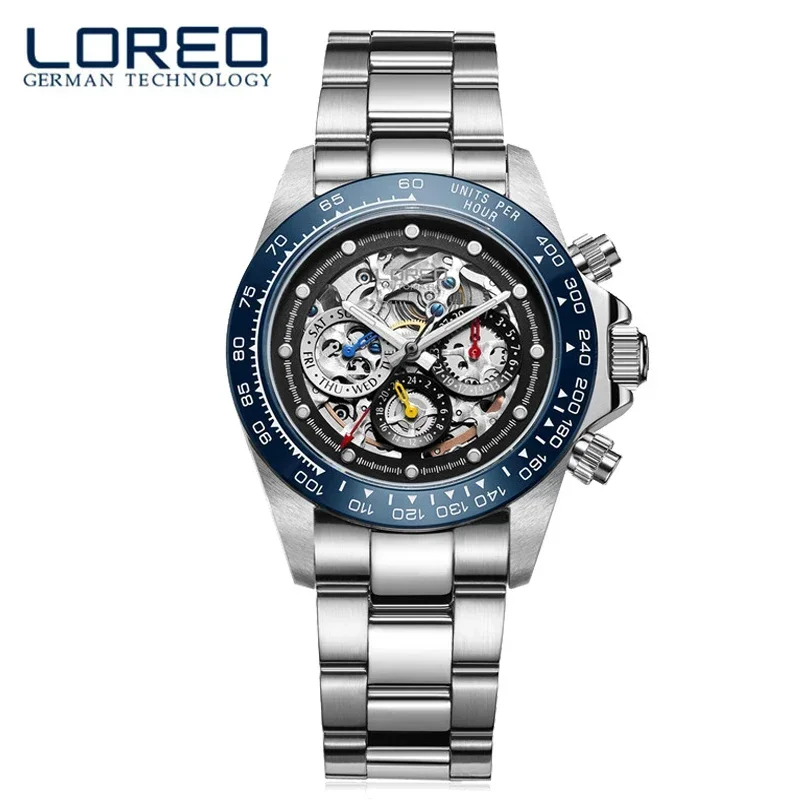 

LOREO Men's Watches New Top Brand Automatic Mechanical Watch For Men Sport Stainless Steel Luminous Waterproof 200m Relogios