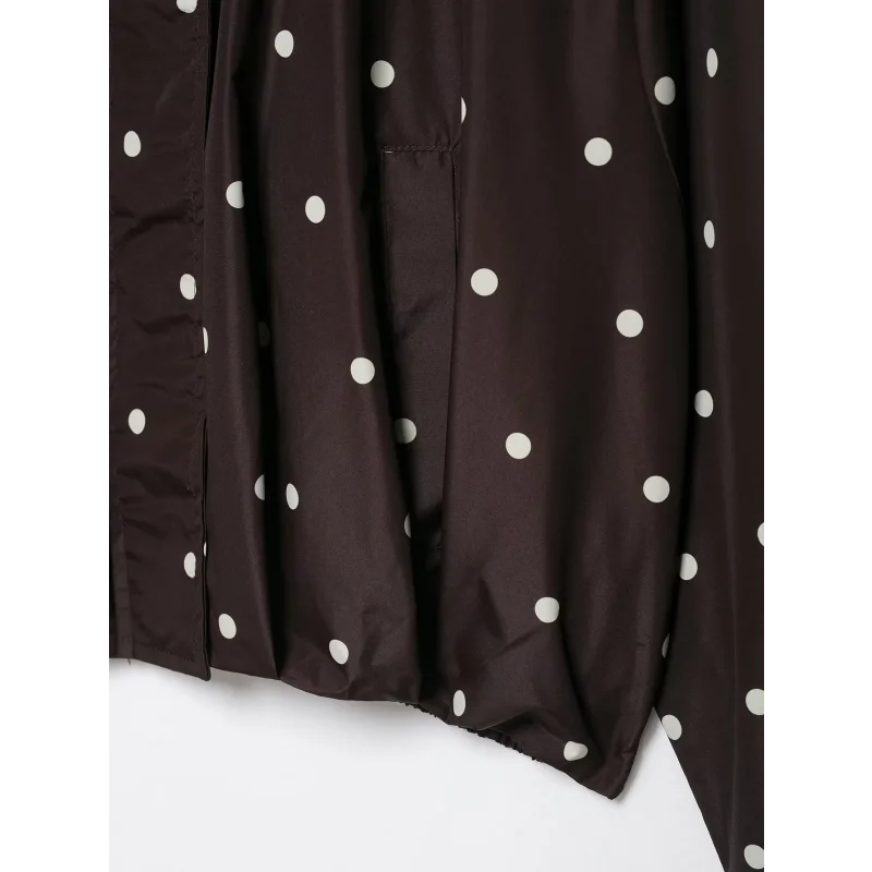 Herbst Damen Retro Polka Dot Jacke mit Stehkragen, Langen Ärmeln, Elastischem Saum, Leichter Windbreaker, Lockerer Passform, Brauner Reißverschluss, Lässiger Mantel – Detail 12