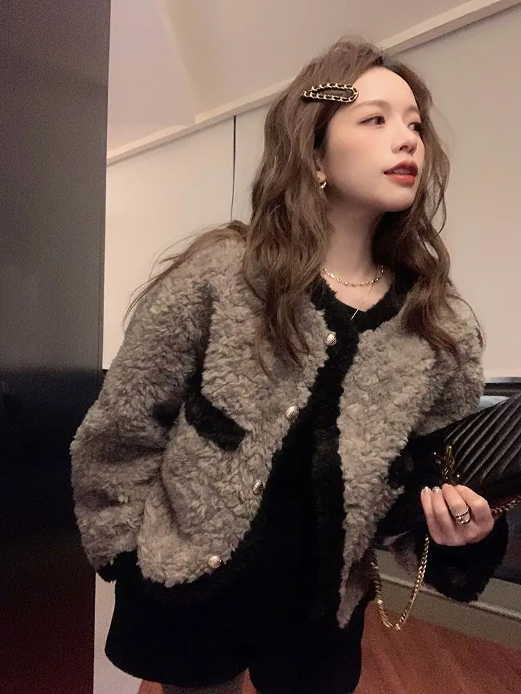 

Lamb Wool Jacket Elegant Woman Chaquetas Jaqueta Casual Comfortable Warm Soft Shell Female Fashion Style Vintage College Canvas