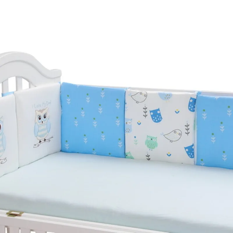 6pcs Crib Wrap Pure Cotton Breathable Skin Friendly Baby Sleeping Bed Border Collision Protection Fence Cartoon Soft Kid Cushion