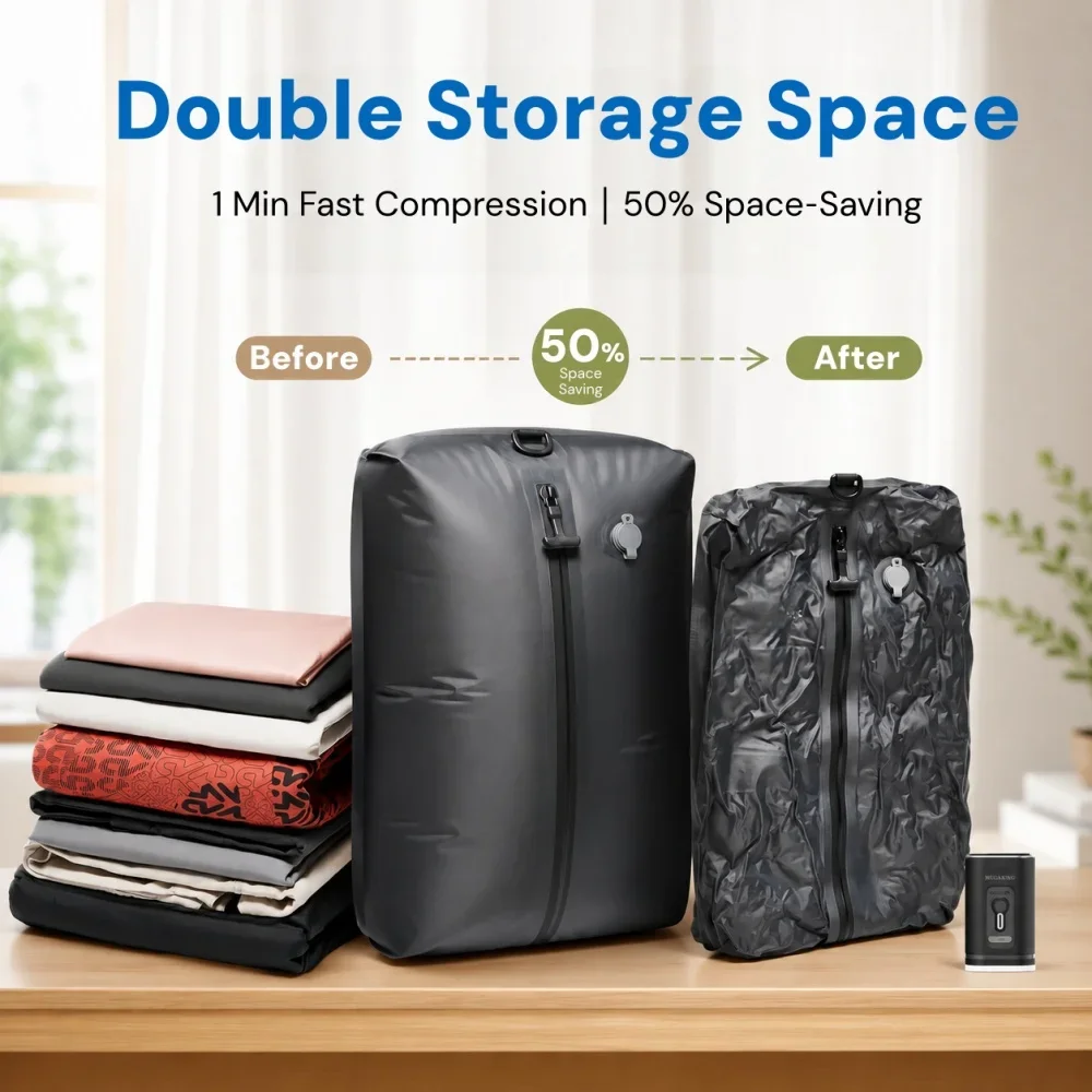 Travel Vacuum Bags Reusable Outdoor Waterproof Compression Storage Bag  Bag with Air Pump for Suitcases Backpack Luggage