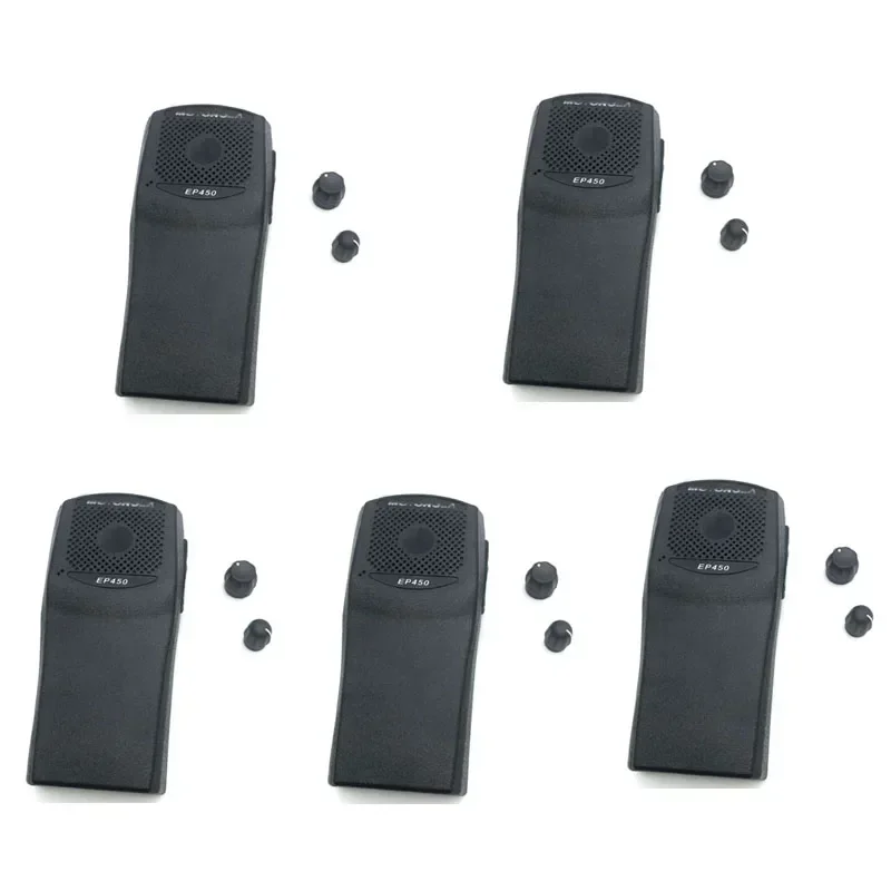 

Lot 5 Set Front Panel Cover Case Housing Shell with Volume and Channel Knobs for Motorola EP450 Two Way Radio Walkie Talkie