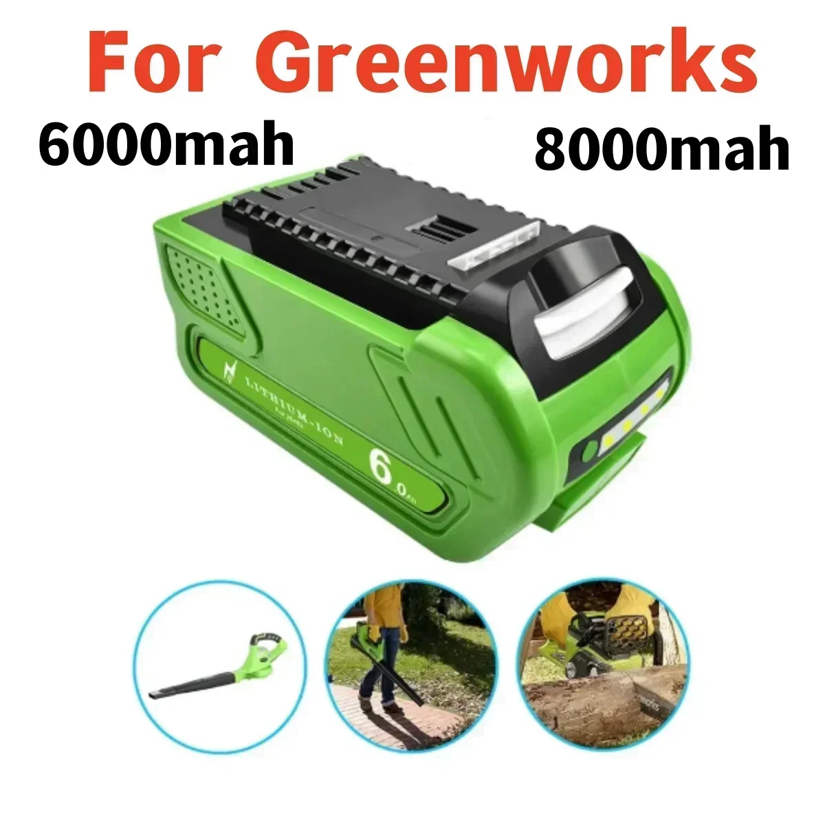 

2025NEW 40v 6.0/8.0Ah Battery For Greenworks 29462 29472 29282 G-MAX GMAX Lawn Mower Power Tools Li-ion Rechargeable Battery