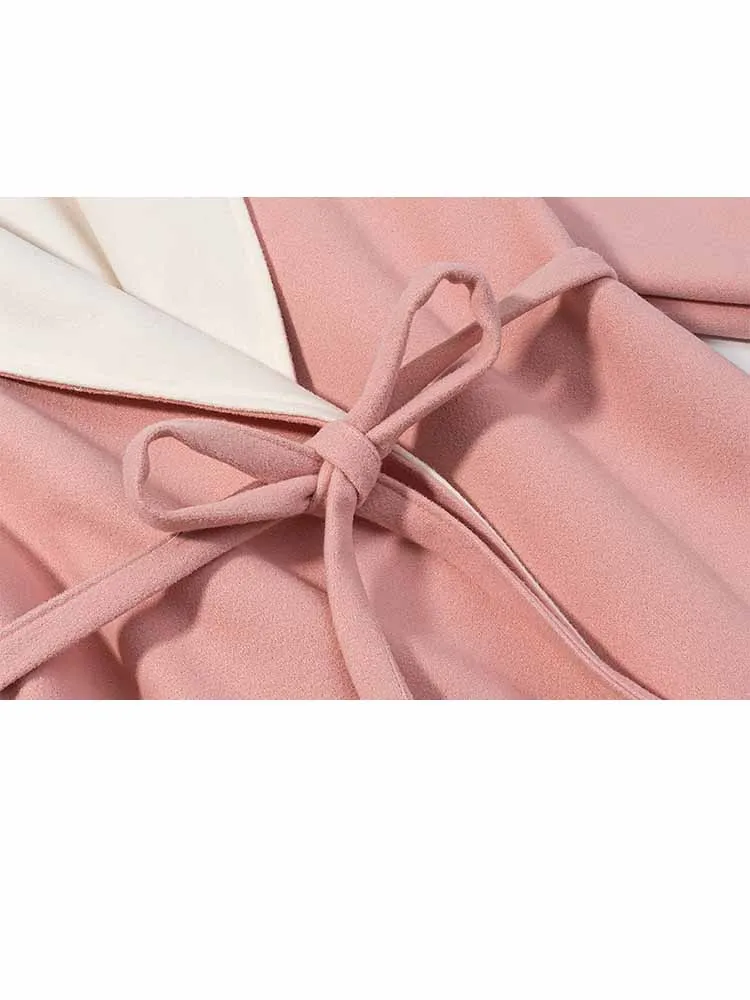 HH 女性用春ファッション 多用途 長袖 ラペル レースアップ装飾 スイートスタイルコート 女性用ゆったり快適暖かいコート