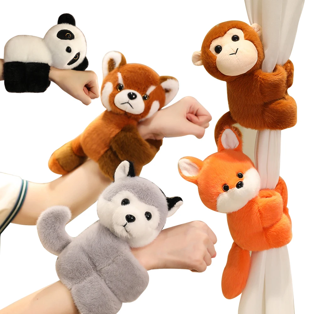 20CM Kawaii Fox Raccoon Husky Monkey Capybara Panda Plush Circle Wristband Cartoon Animal Wrist Strap Surrounding the Arm