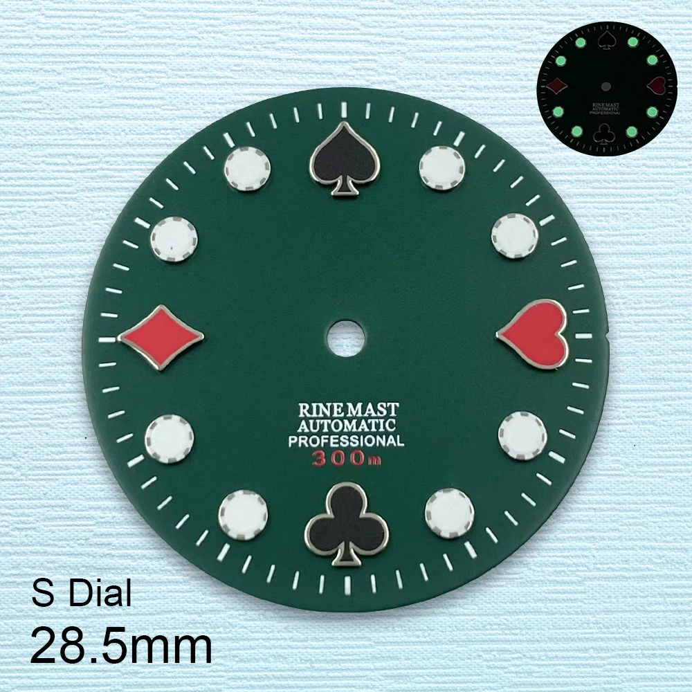 Cadran de poker avec logo S, accessoires de modification de montre, mouvement japonais, vert Shoous, haute qualité, 28.5mm, NH35, NH36, 4R, 7S