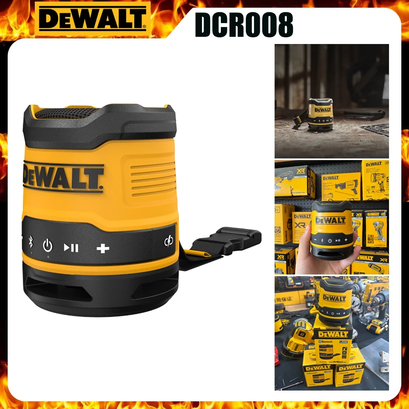 DEWALT DCR008 Jobsite Mini Bluetooth Speaker IP67 Waterproof Dustproof Portable Wireless Speaker