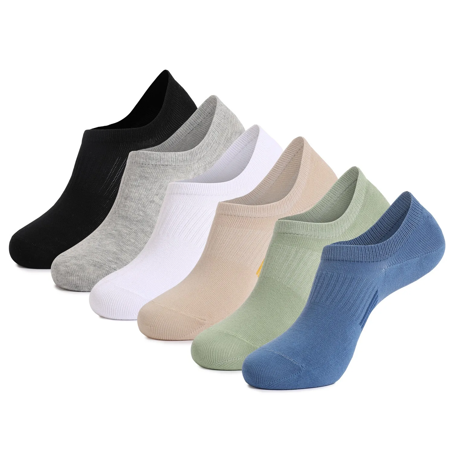 6 Pairs Summer No Show Mens Socks Cotton Thin Non Slip Low Cut Ankle Invisible Casual Boat Sock for Men EU 37-45