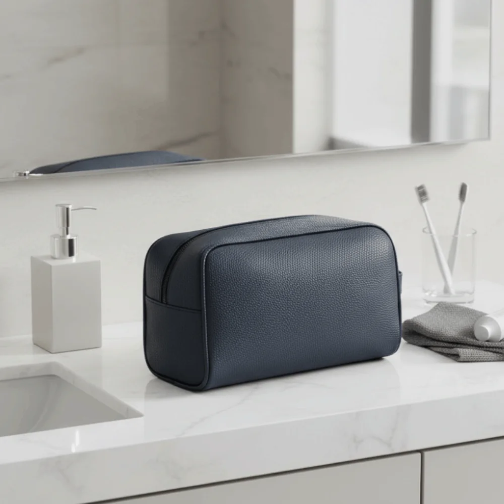 New Large Capacity Leather Cosmetic Bags PU Handheld Travel Toiletry Bag Washable Zipper Closure Makeup Bag Cosmetics Storage
