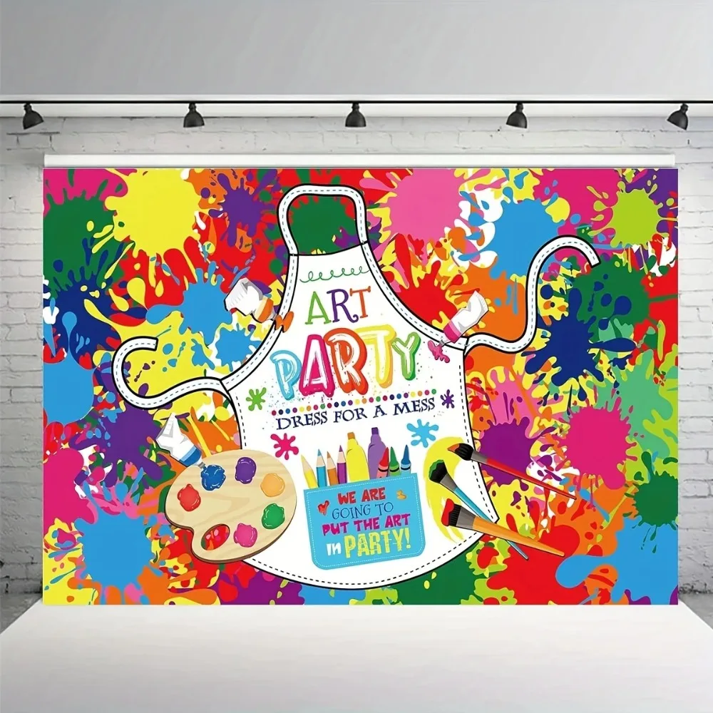 Let's Paint Fotografie-Hintergrund, Chaos, Aquarell, Kunst, Graffiti, Malerei, 80er, 90er, Baby, Kinder, Geburtstag, Schleim, Party, Fotohintergrund