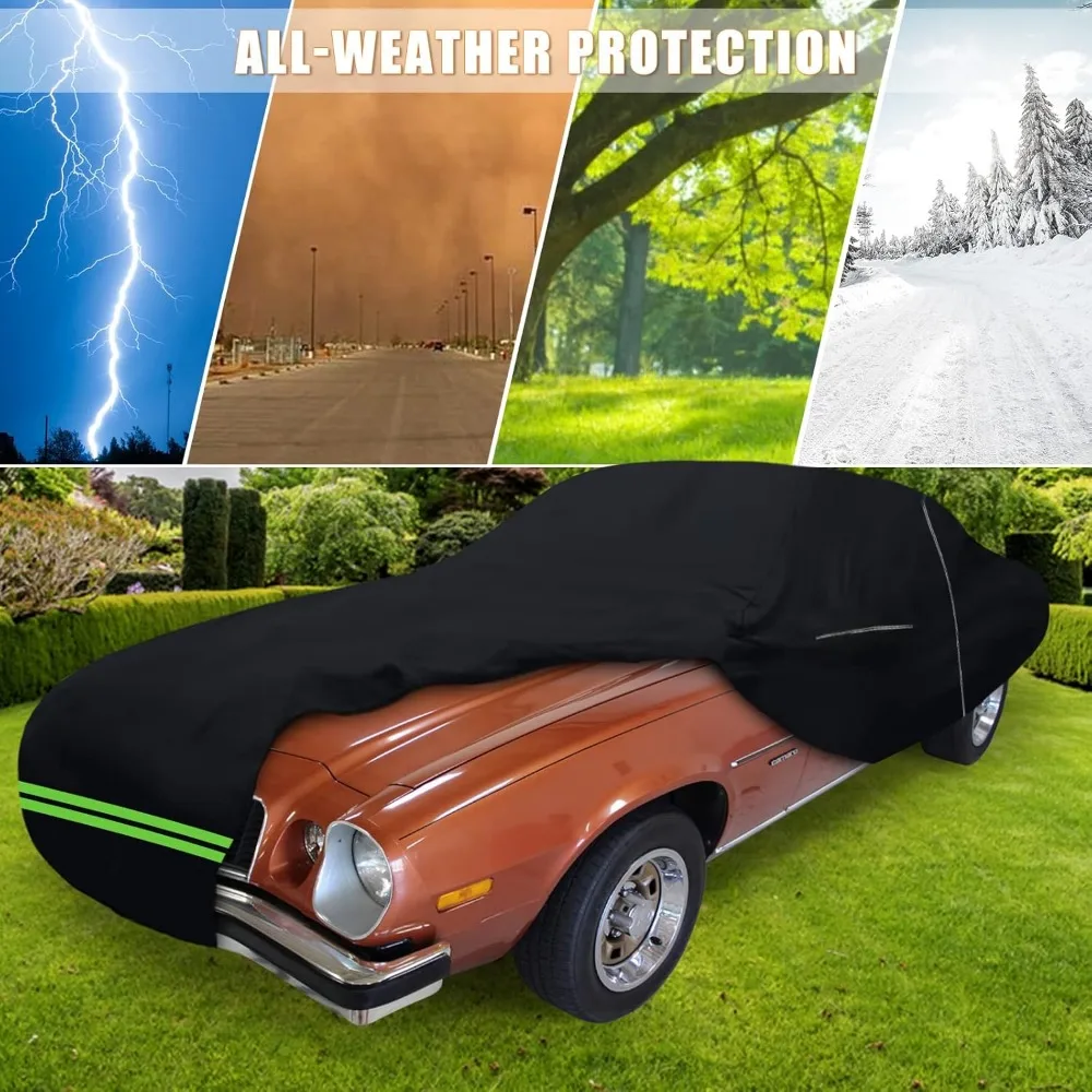غطاء سيارة مقاوم للماء لجميع الأحوال الجوية لسيارة كامارو 1974-1981، حماية من 6 طبقات مع سحاب وأشرطة مقاومة للرياح #6