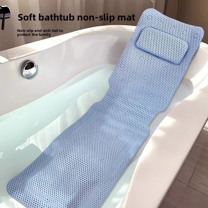 PVC-Badezimmer-Badewannenmatte, rutschfeste und sturzfreie Badewanne mit Saugnapf, Haushalts-SPA-Badewanne mit Kissen und Rückenlehne, Badematte
