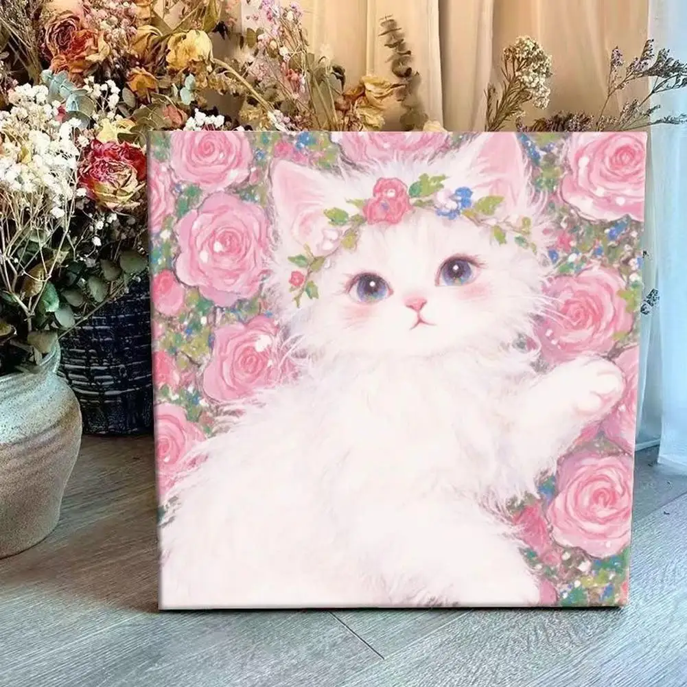 Oil Painting By Number House Tree DIY Digital Oil Painting Scenery Drawing By Numbers Adults Kit Cat Handpainted Gift Home Decor - view 2