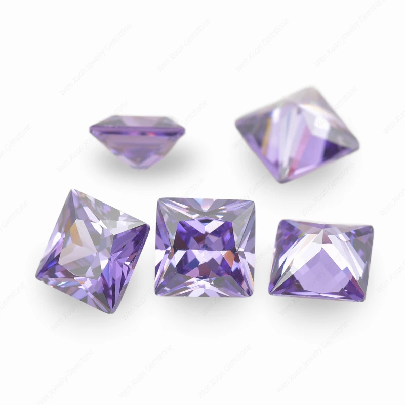 1.5x1.5~12x12mm square princess cut Amethyst  AAAAA Loose cubic Zirconia synthetic stone cz jewelry