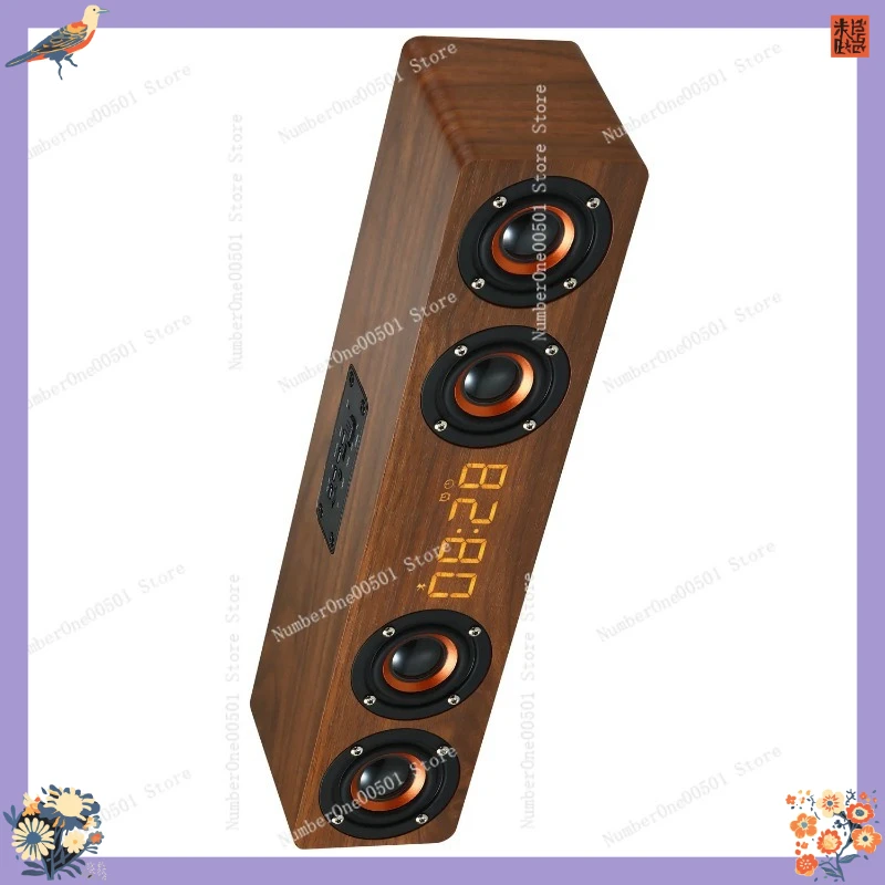 

Guoli W8C Wooden Bluetooth Speaker Home Mini Retro Clock Alarm Multi Function HiFi Audio