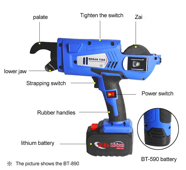 New Automatic Steel Bar Tying Machine 12v Lithium Rechargeable Tying Machine