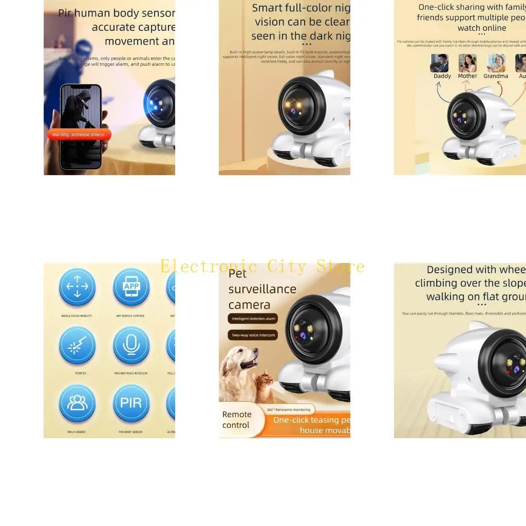 

Камера робота на колесах подвижную камеру безопасности для защитников для детских домашних животных Hu8d