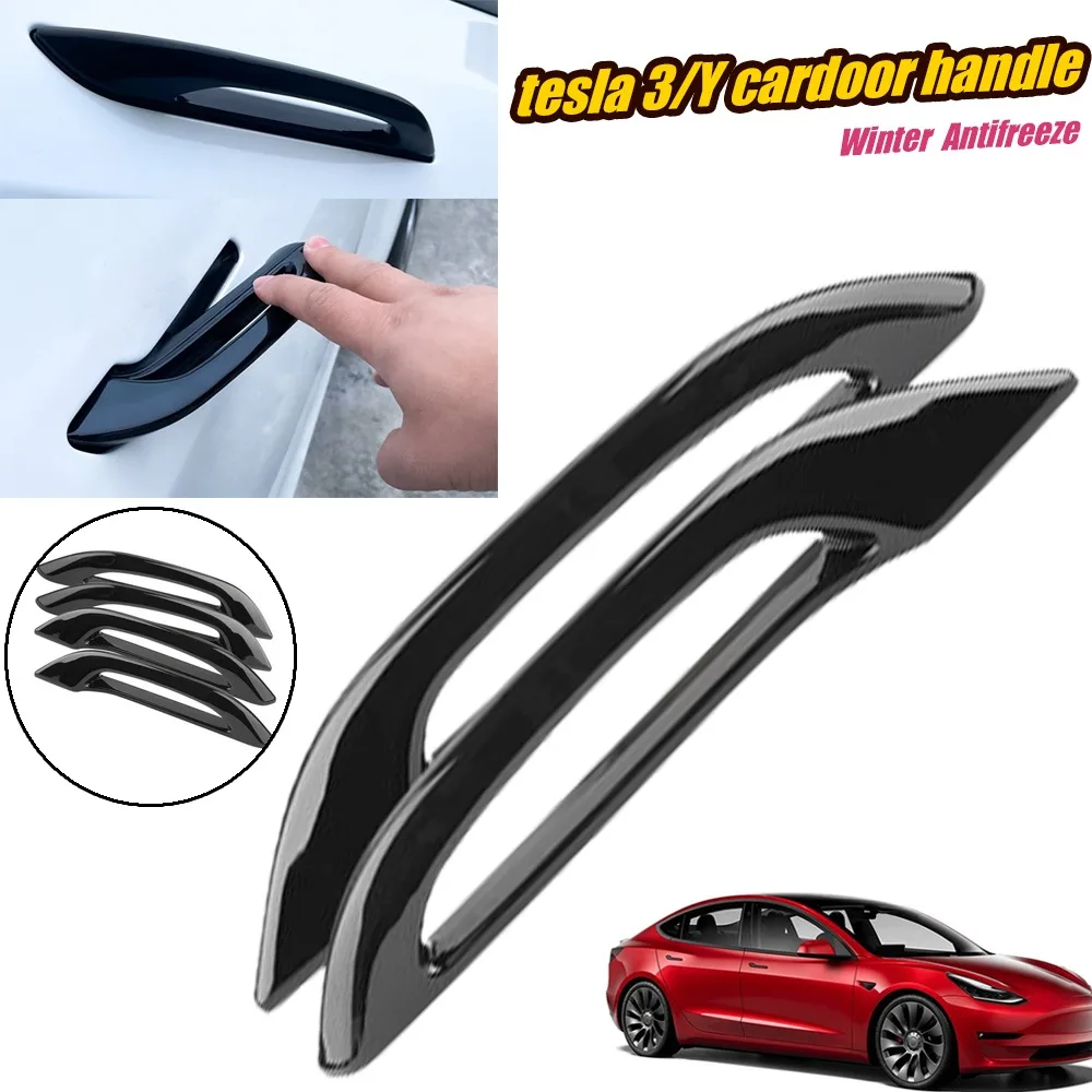 

Antifreeze Door Handle Protection Cover 4pcs for Tesla Model 3 Y 2019- 2024 ABS Sticky Bonding Car Interior Upgrade Accessories