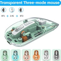 3 Modes Wireless Bluetooth Transparent Gaming Mouse DPI Adjustable Rechargeable Battery Display Silent Mice for PC Ipad Laptop
