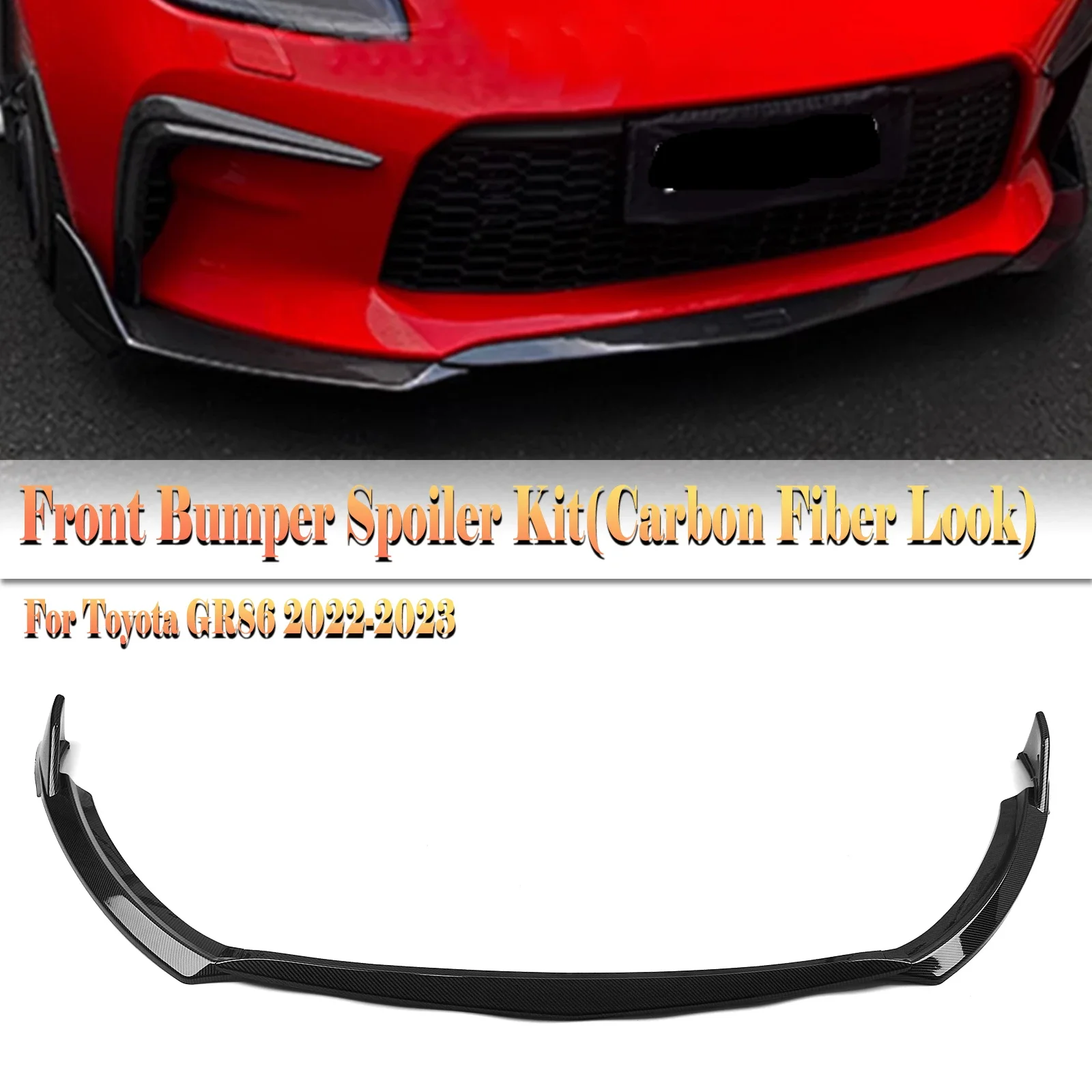 New! For Toyota GR86 2022-2023 Coupe 2-Door Front Bumper Spoiler Lip Carbon Fiber Look/Gloss Black Car Lower Splitter Blade Prot