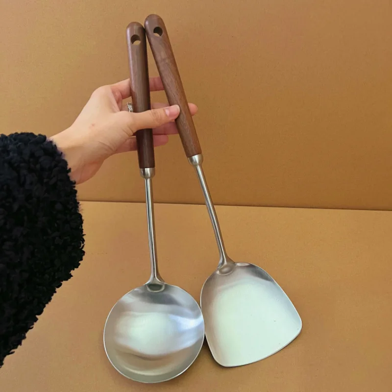 stainless steel thickened stir-fry, shovel colander spoon, household kitchen utensils stir-fry spoon, set shovel