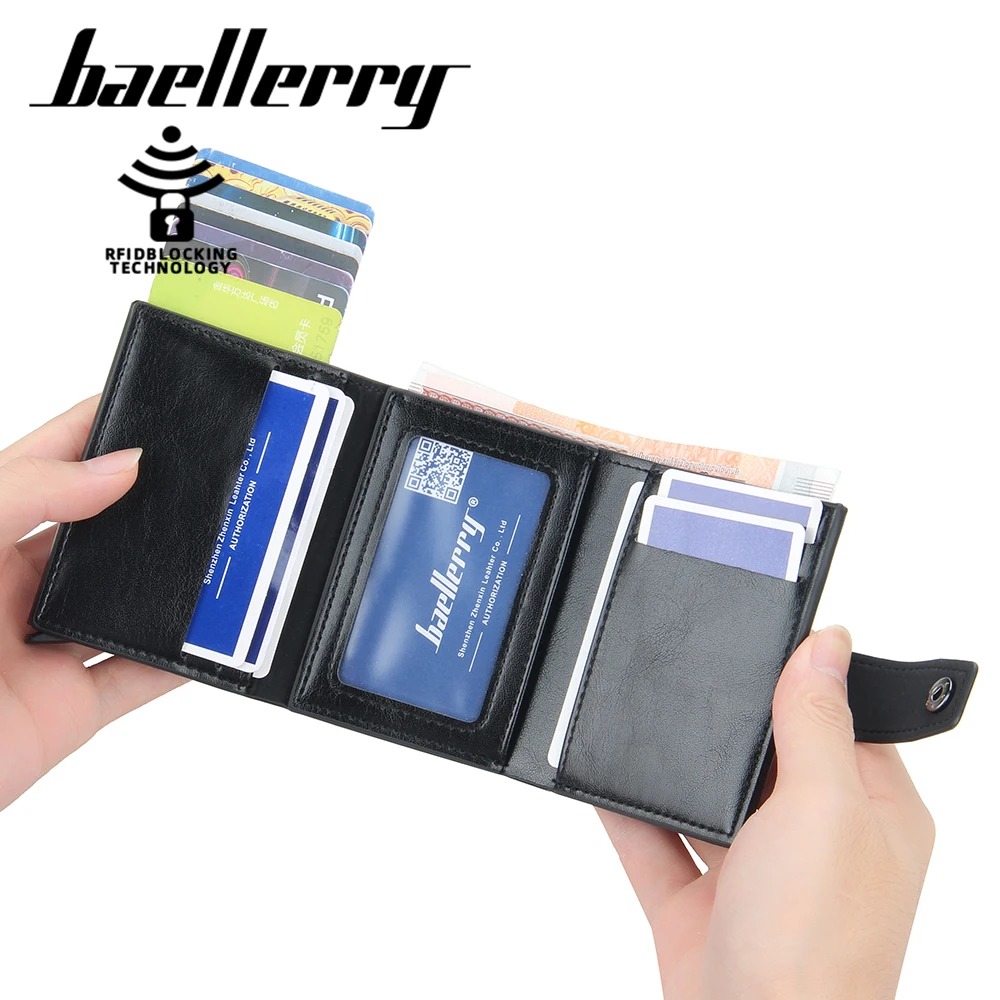 2023 Rfid Men Card Wallets Hasp Small Card Wallets PU Leather Slim Mini Men\'s Wallet High Qaulity Short Male Purses