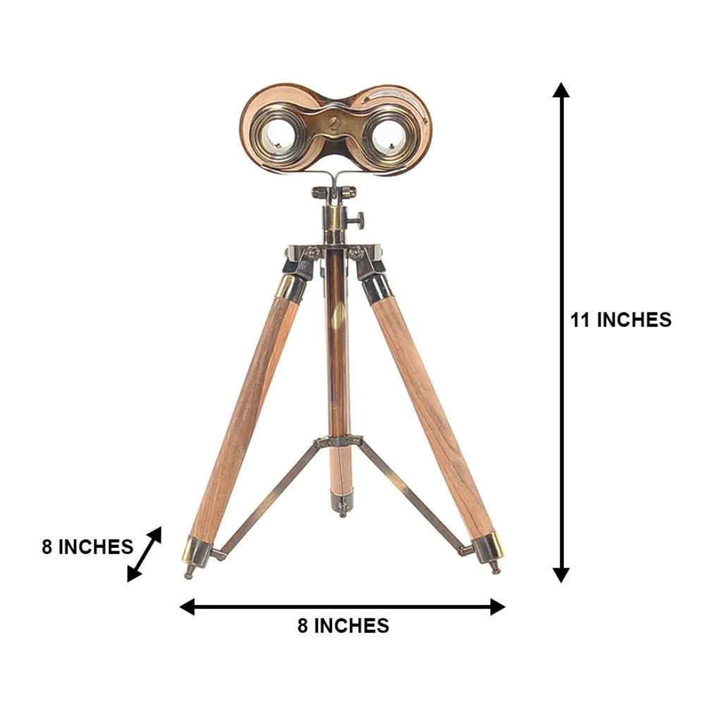 Handmade wood/brass binocular stand, vintage nautical home office decoration painting technology