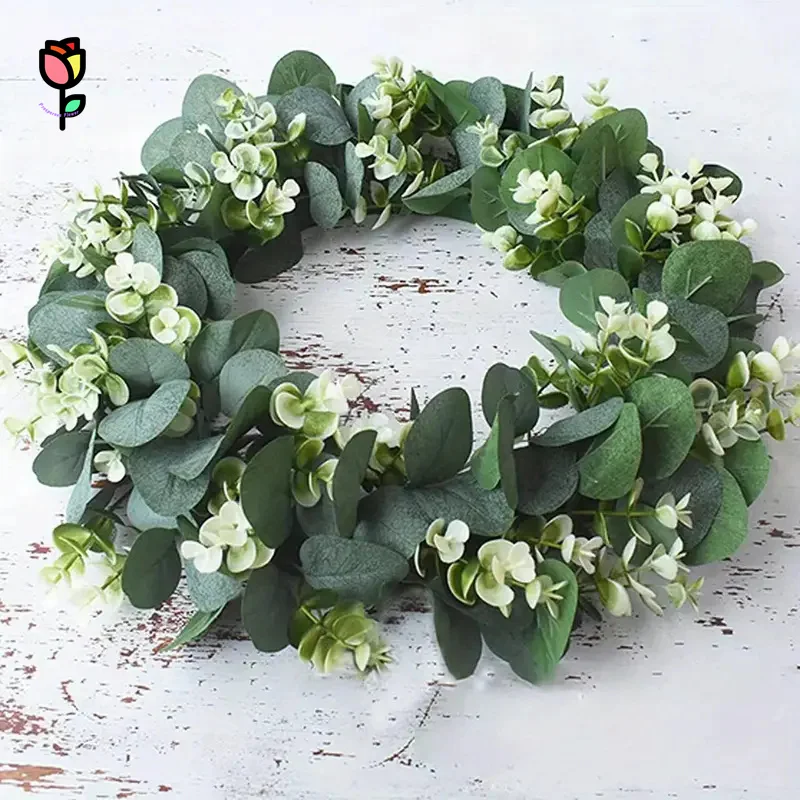 

Artificial Eucalyptus Wreath Wedding Wall Decoration Faux Flower Garland Rattan Hanging Vine Yard Garden Decor Garden Decoration