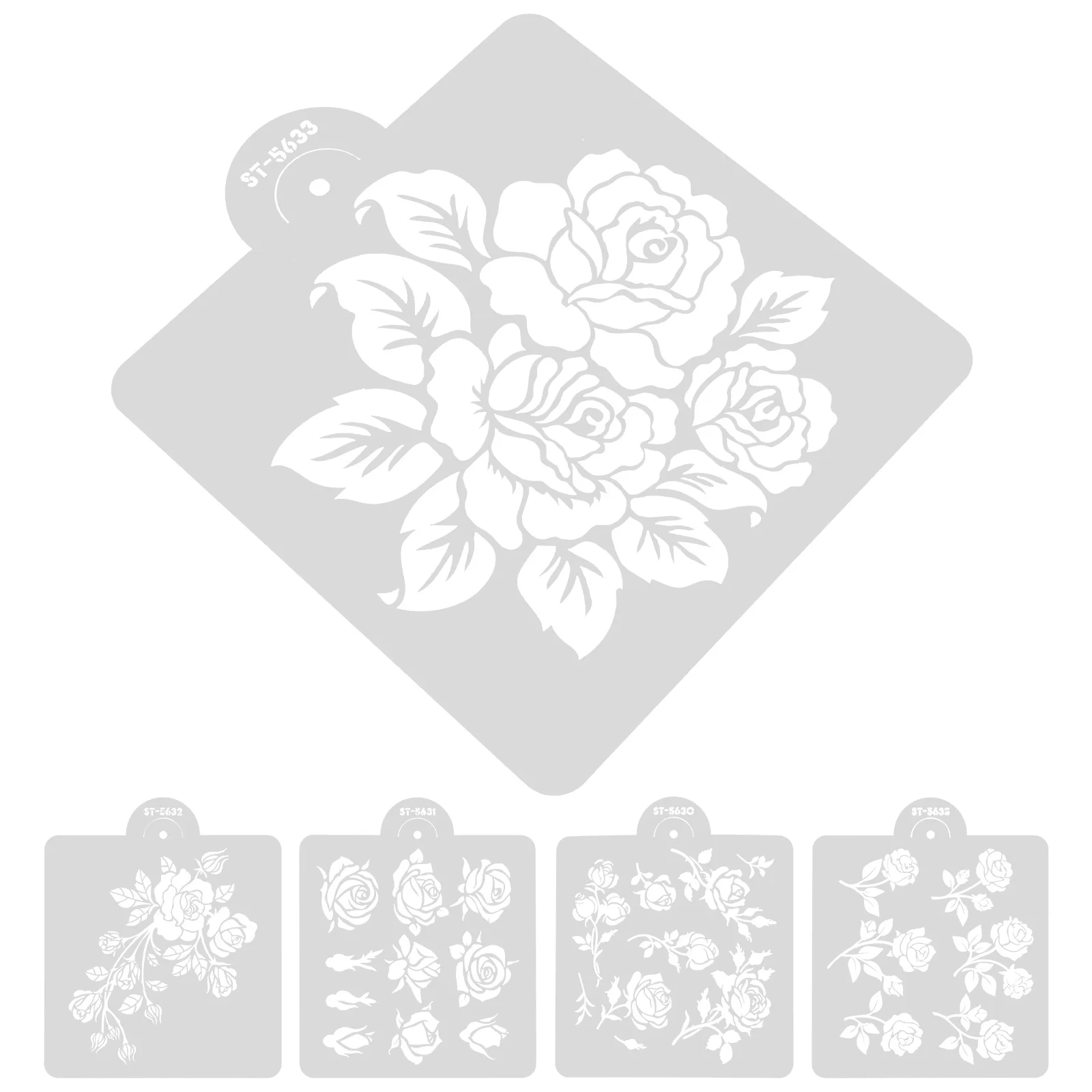 5 Sheets Rose Template Journal Stencil Planner Stencils for Crafts Window Welcome Painting on Wood White Holiday Kids Child