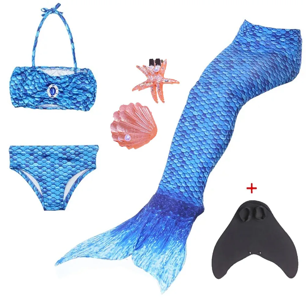 2024 Mermaid Tail for Girls Swimsuit Children Bathing Beach Swimable Bikini Mermaid Costume Can Add Monofin Swimwear Cloth gift