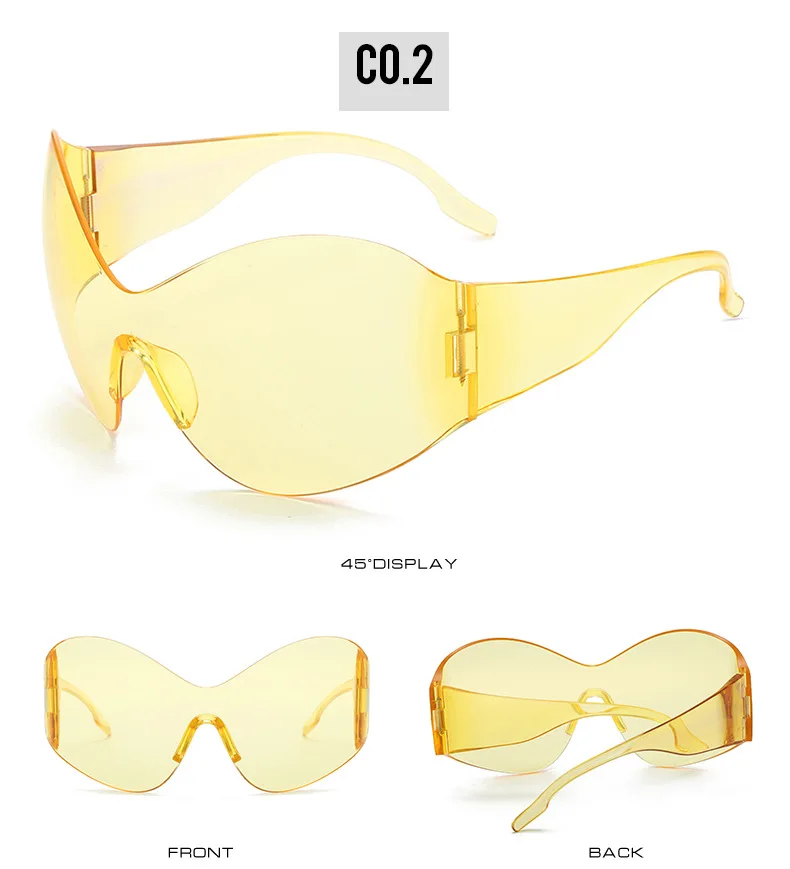 Übergroße Y2K Punk Randlose Sonnenbrille für Damen und Herren, Großer Rahmen Steampunk Schmetterlings-Schutzbrille für Damen, 2000er-Jahre Goggle-Brillen – Detail 9